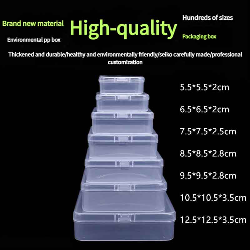 PP Plastic Square Clear Storage Box with Snap-Lock Lid - Jewelry & Electronic Components Organizer Container