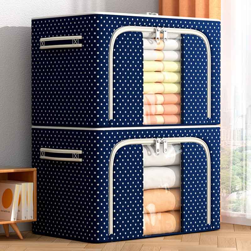 Extra Large Oxford Clothes Storage Bins - Collapsible Steel Frame Fabric Organizers